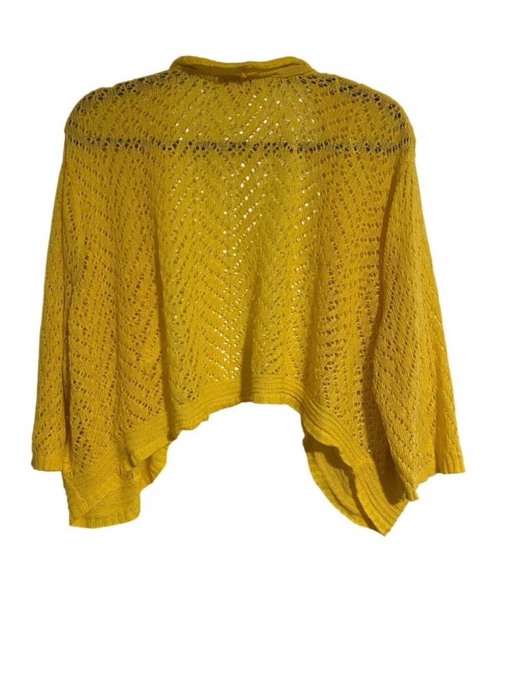 Finque Women 3X Yellow Cardigan Sweater Cropped Open Front Crochet Boho Cottage - Picture 2 of 8